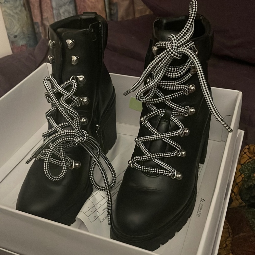 Rebecca Minkoff Black Lug Sole Heeled Boots